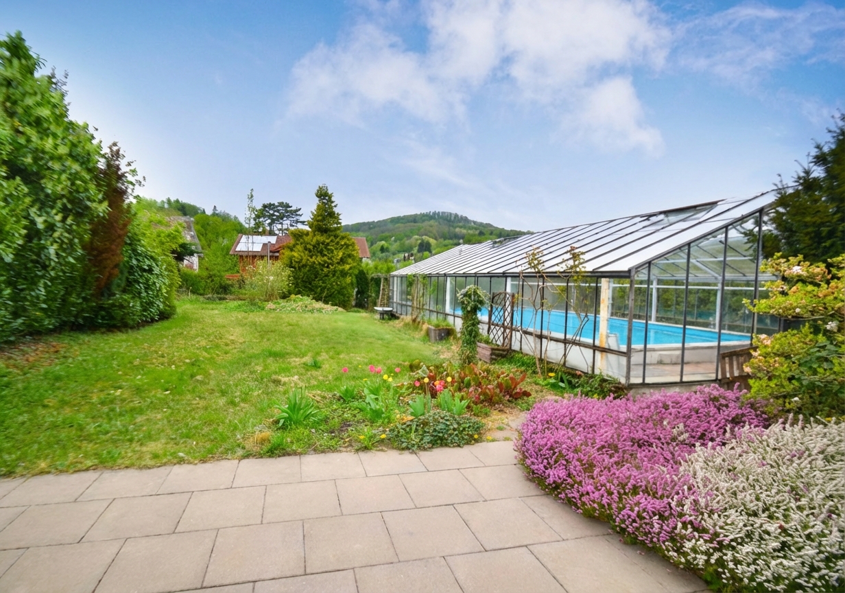 ...auf die Terrasse und den Garten