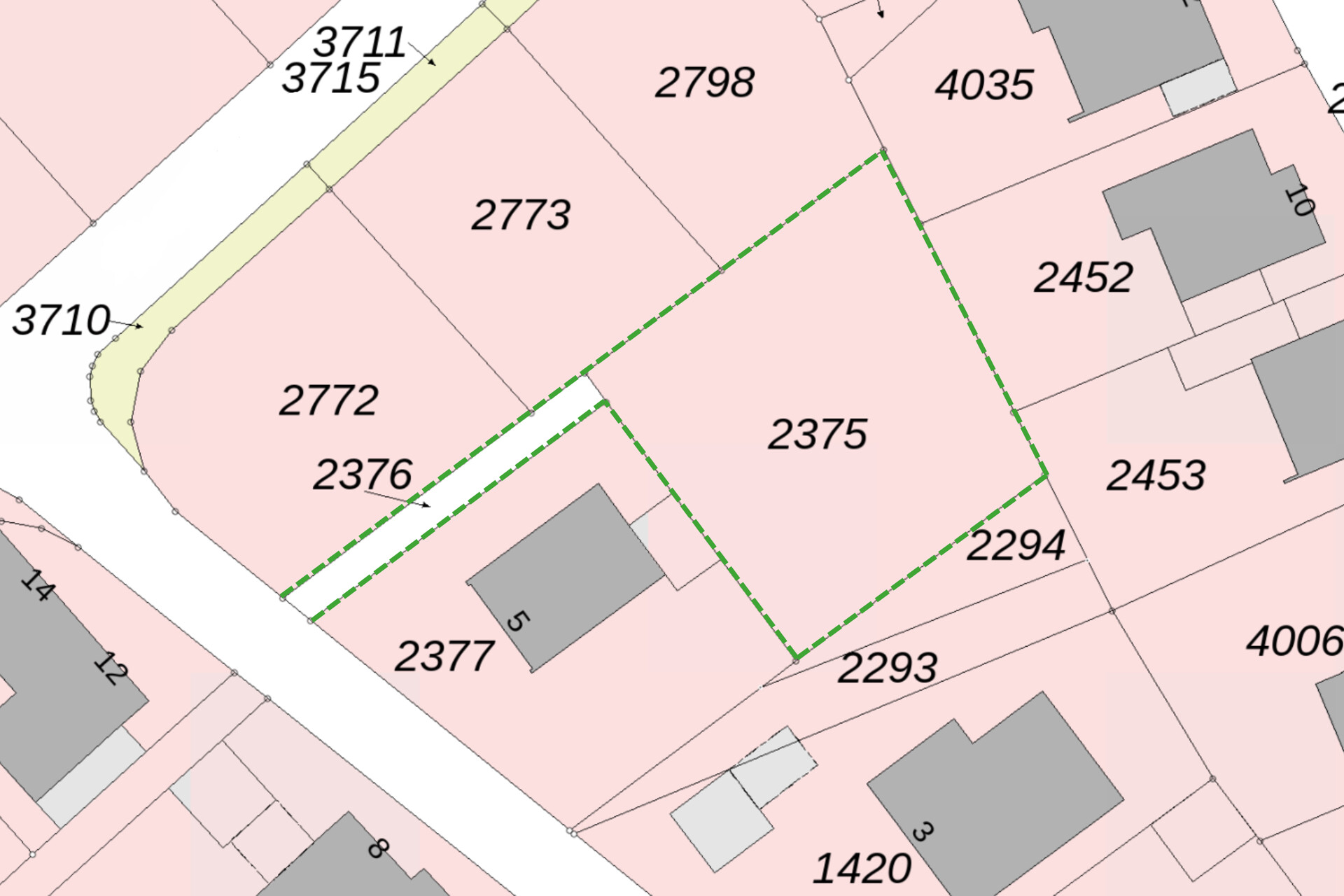 Katasterplan (einmarkiert)