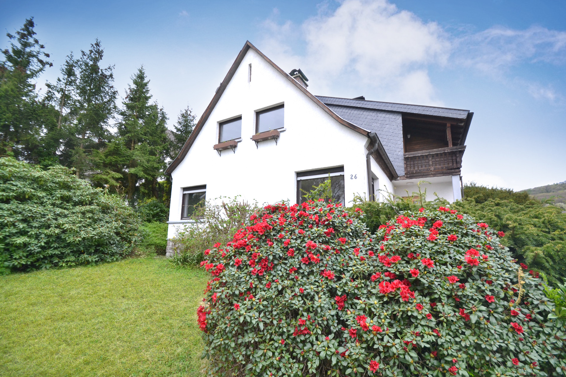 Frontansicht mit Vorgarten