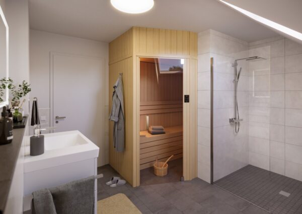 25.000 € Festmiete jährlich (für 3 Jahre) – Moderne 3-Zimmer Dachgeschosswohnung mit Sauna